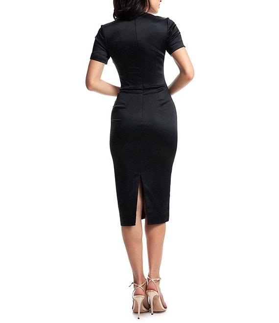 Dress the Population Terri Sequin Square Neck Short Sleeve Midi Bodycon Dress Product Image