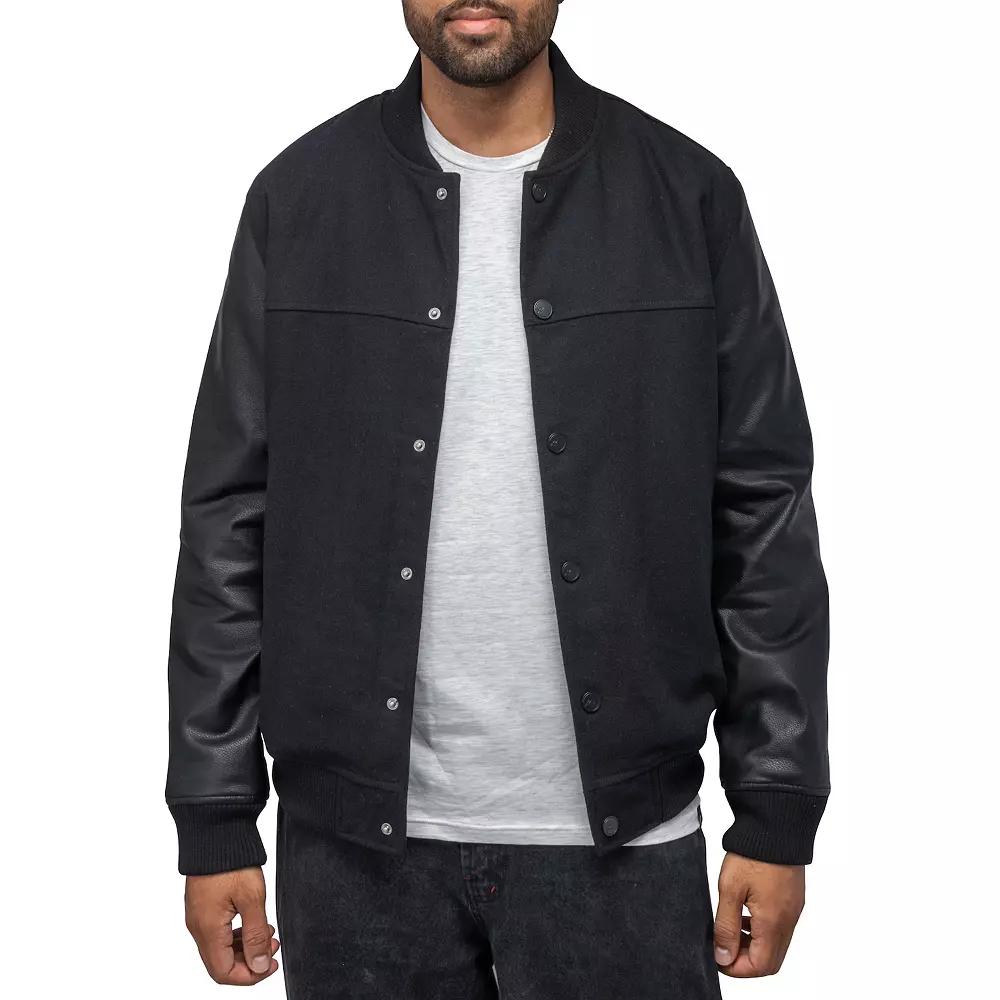 Men's Xray Wool Blend Varsity Bomber Jacket with Faux Leather Sleeves,  Product Image