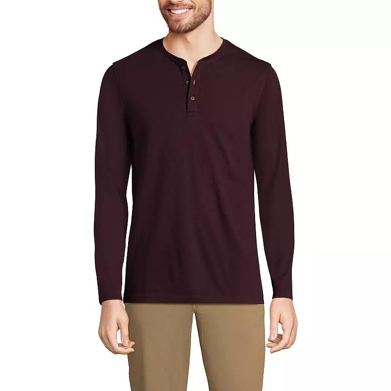 Men's Lands' End Long Sleeve Supima Jersey Henley Top,  Product Image