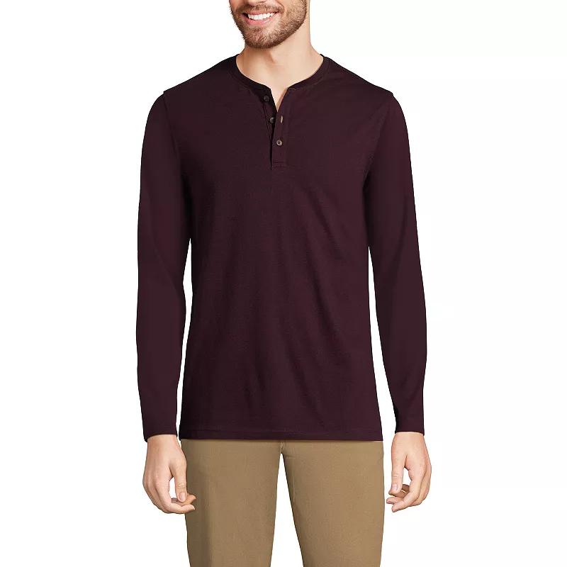 Men's Lands' End Long Sleeve Supima Jersey Henley Top,  Product Image