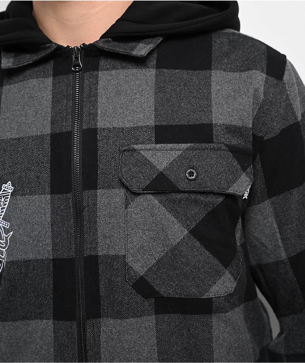 DGK Monterey Black Hooded Flannel Jacket Product Image
