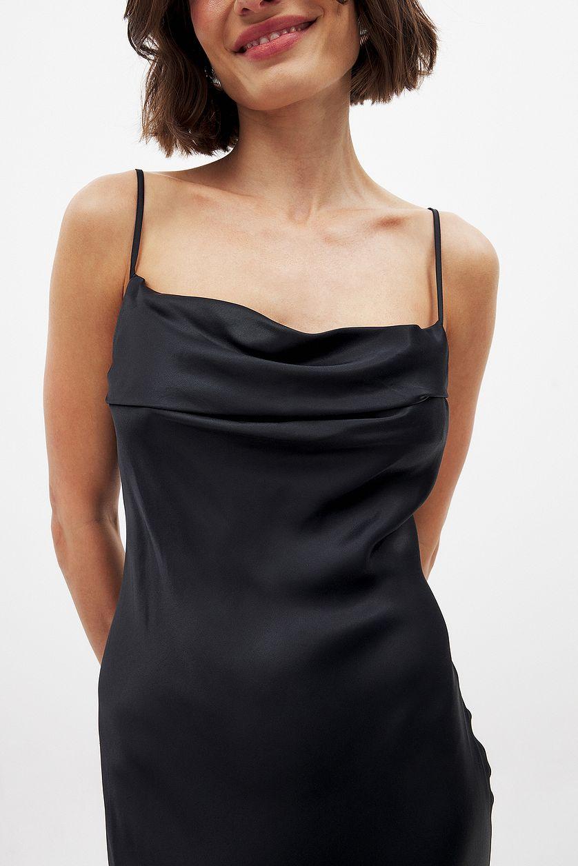 Satin Fold Detail Midi Slip Dress Product Image