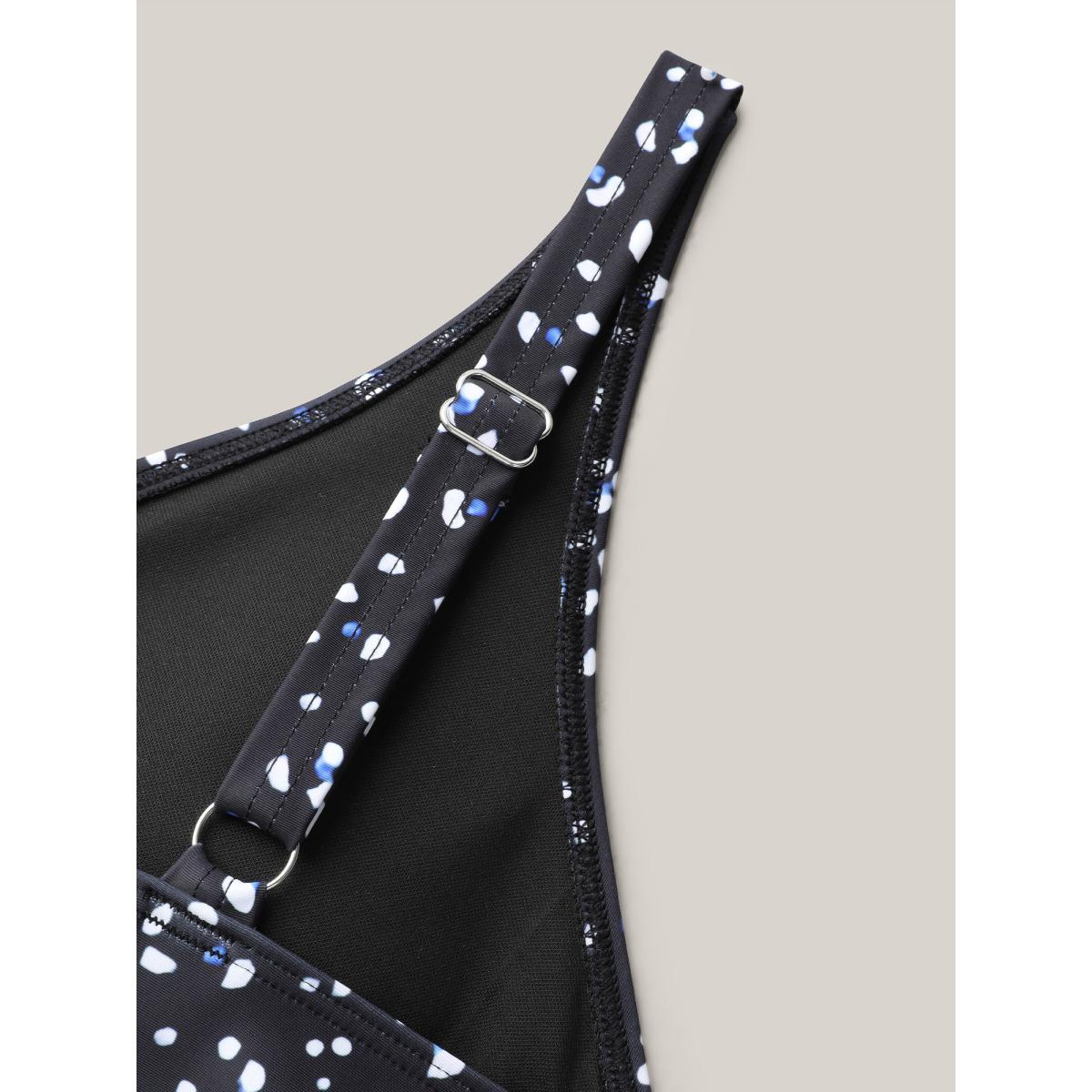 Plus Size Dot Print Layered Twist-Front One-Piece Swimsuit Women's Swimwear Black Beach Twist Curve Bathing Suits High stretch One Pieces BloomChic 10/M Product Image