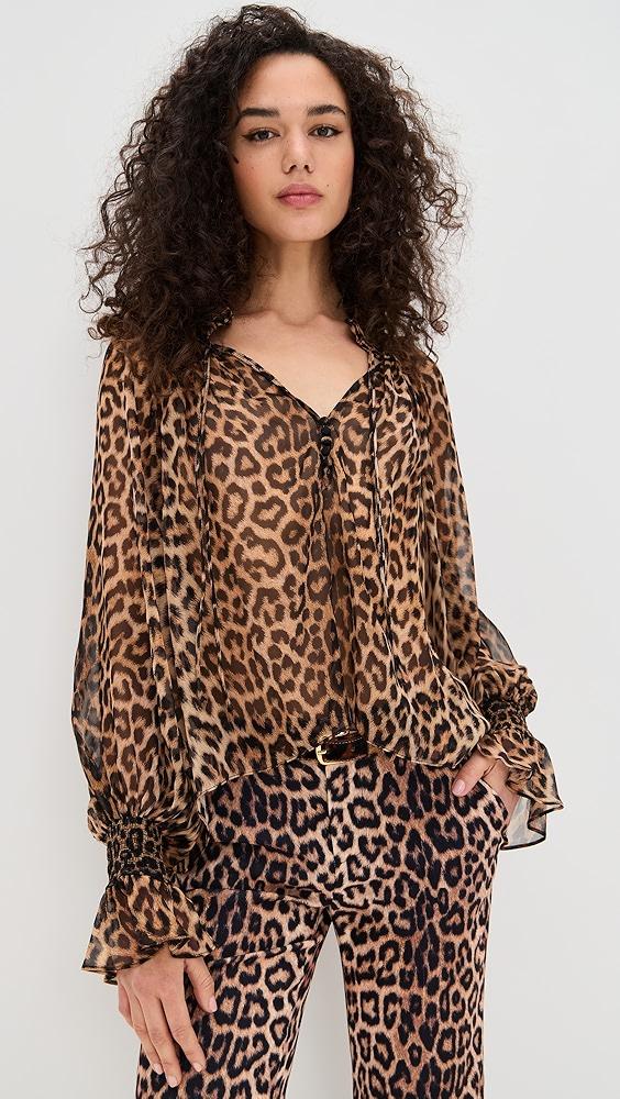 alice + olivia Norah Tie Sleeve Peasant Blouse | Shopbop Product Image