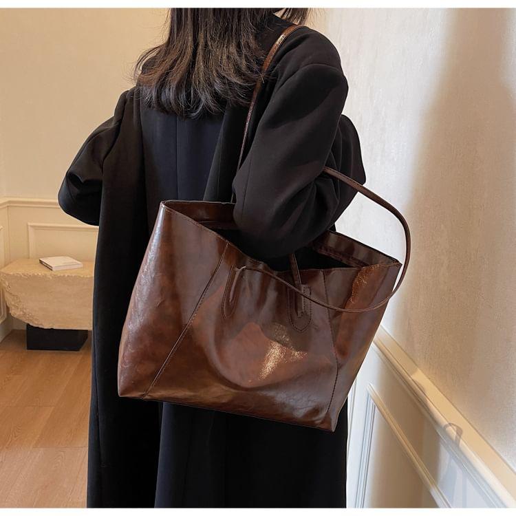 Faux Leather Tote Bag Product Image