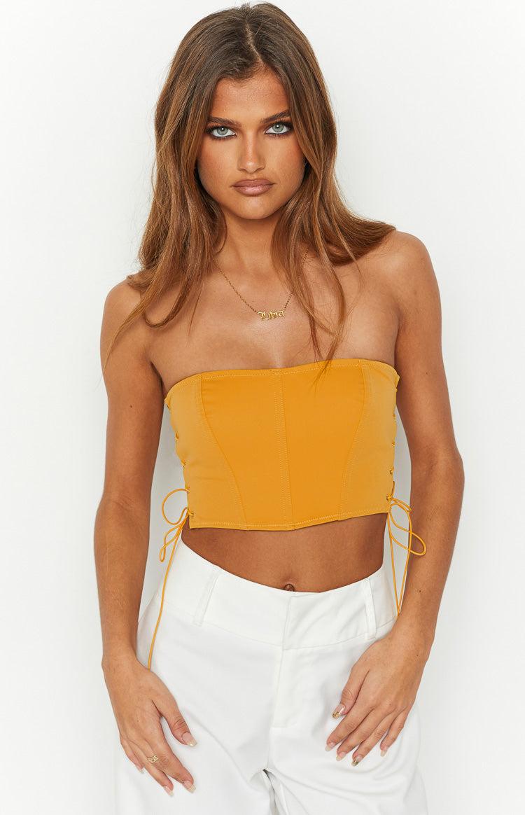 Serendipity Yellow Strapless Corset Top Product Image