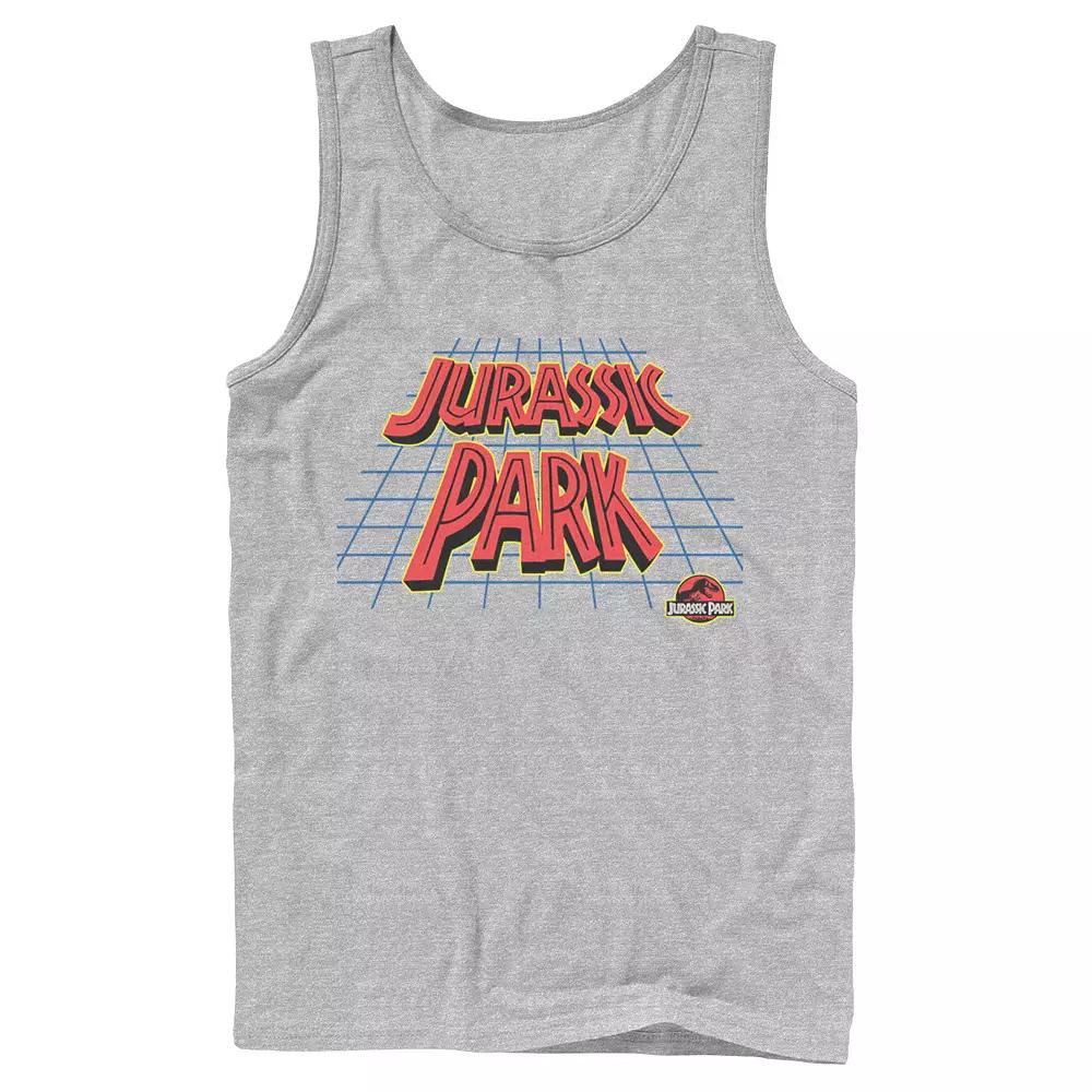 Men's Jurassic Park Tilted Retro Grid Logo Tank Top,  Product Image