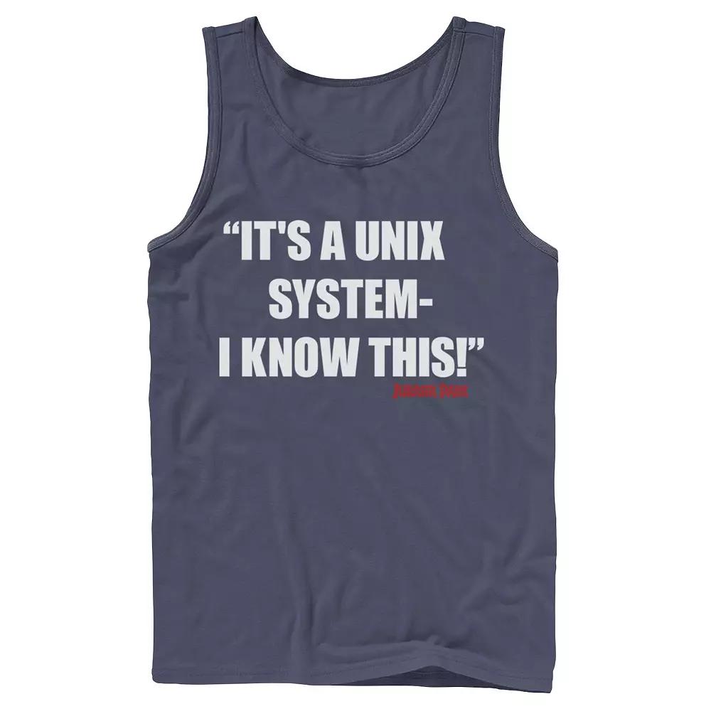 Men's Jurassic Park It's A Unix System Quote Graphic Tank Top,  Product Image