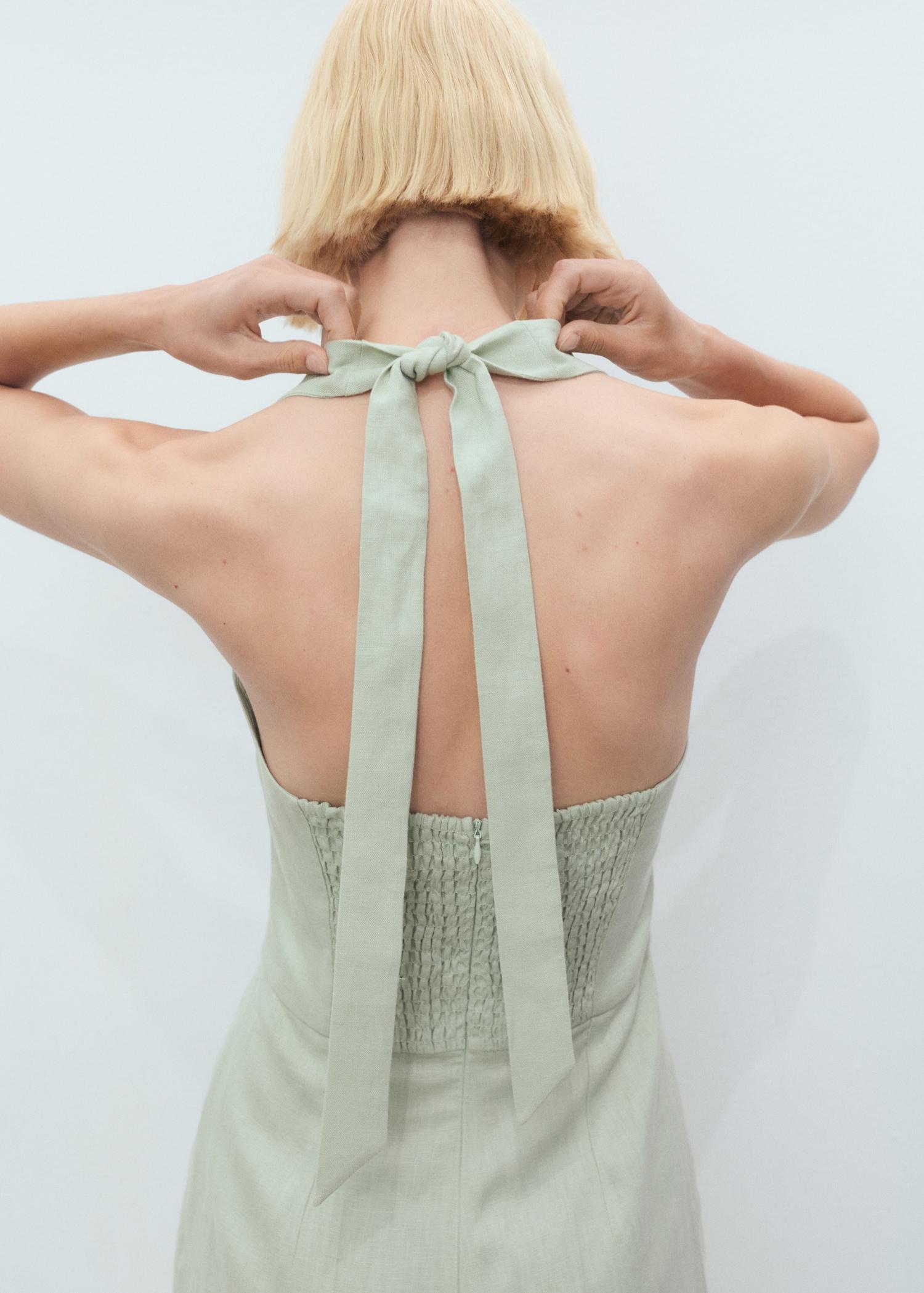 Linen halter jumpsuit - Women | MANGO USA Product Image