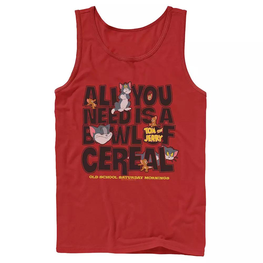 Men's Tom And Jerry All You Need Is A Bowl Of Cereal Tank Top,  Product Image