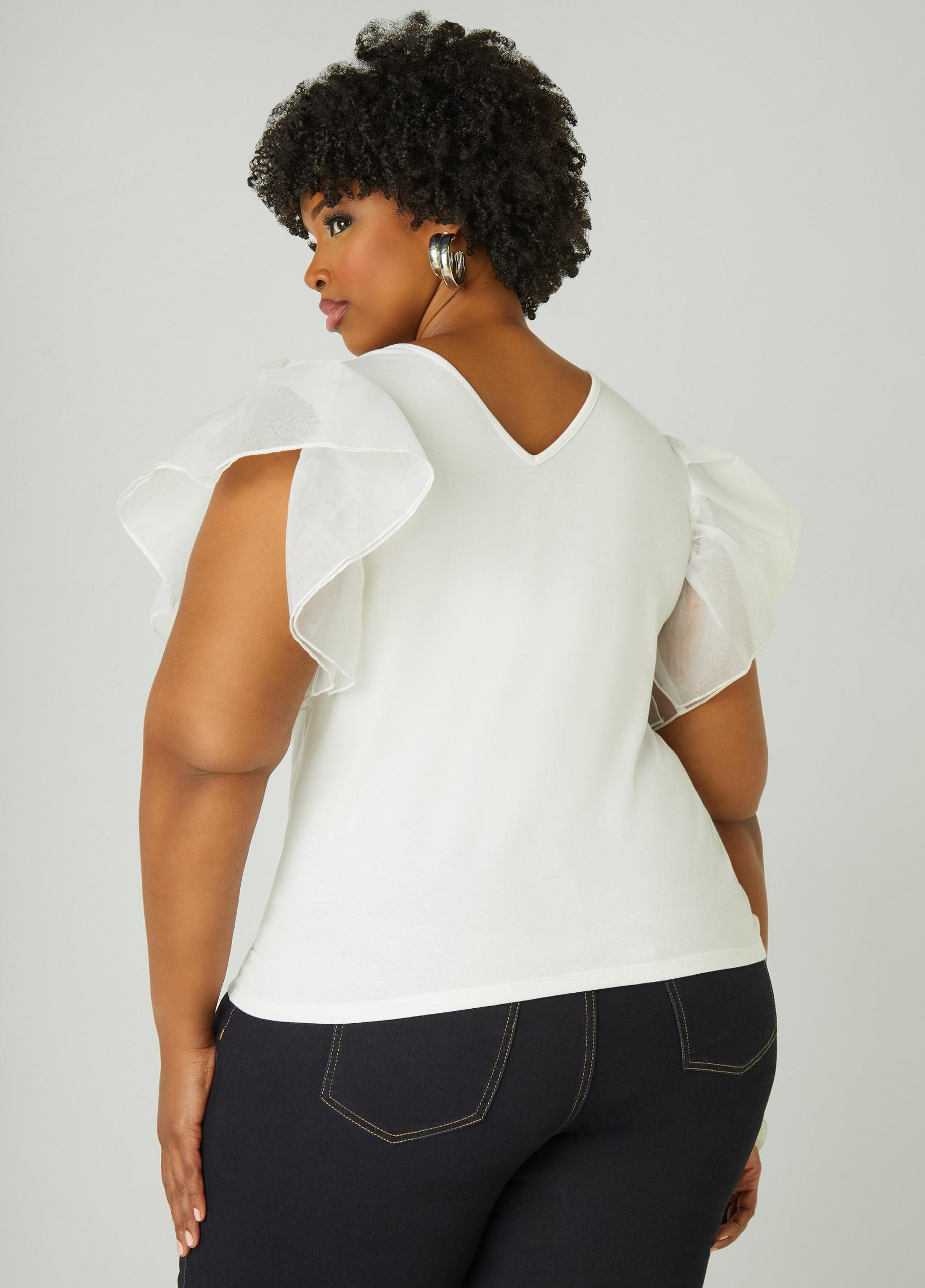 Organza Sleeve Paneled Tee Product Image