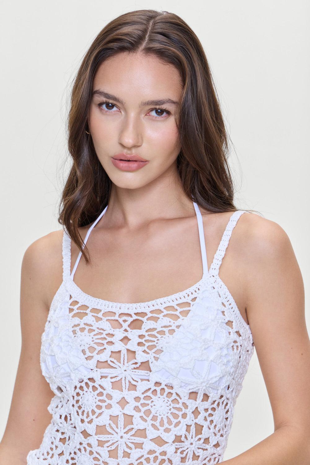 Seaside Crochet Tank Top - White Product Image