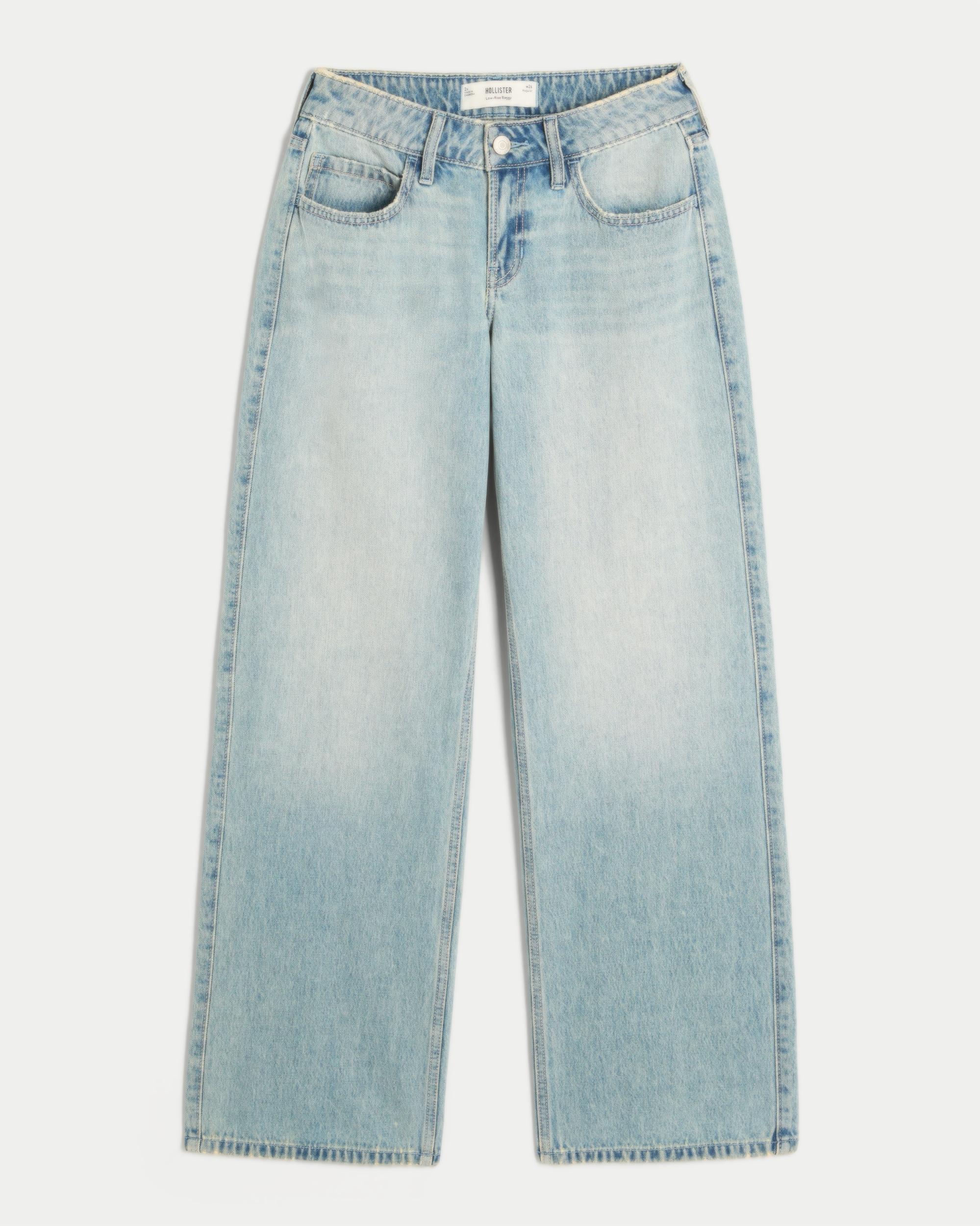 Low-Rise Light Wash Baggy Jeans Product Image