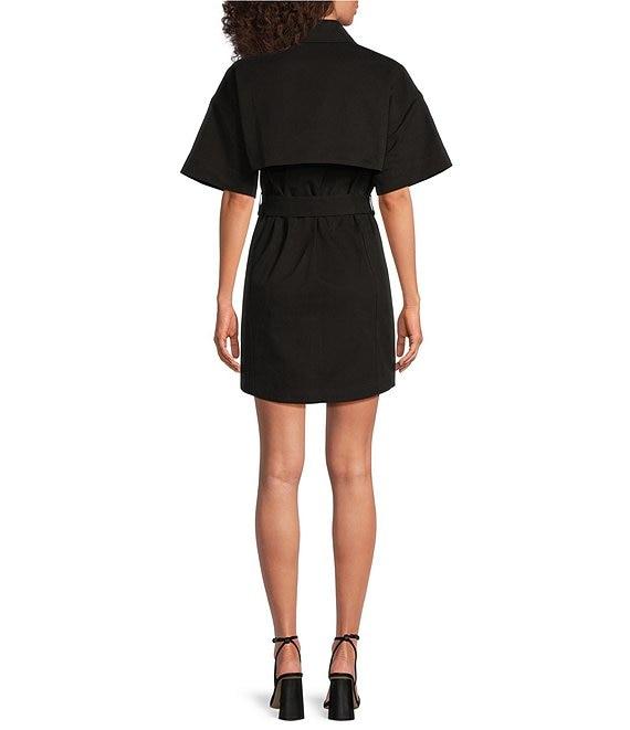 Le' AL.X Short Sleeve Snap Collar Belted Mini Shirt Dress Product Image