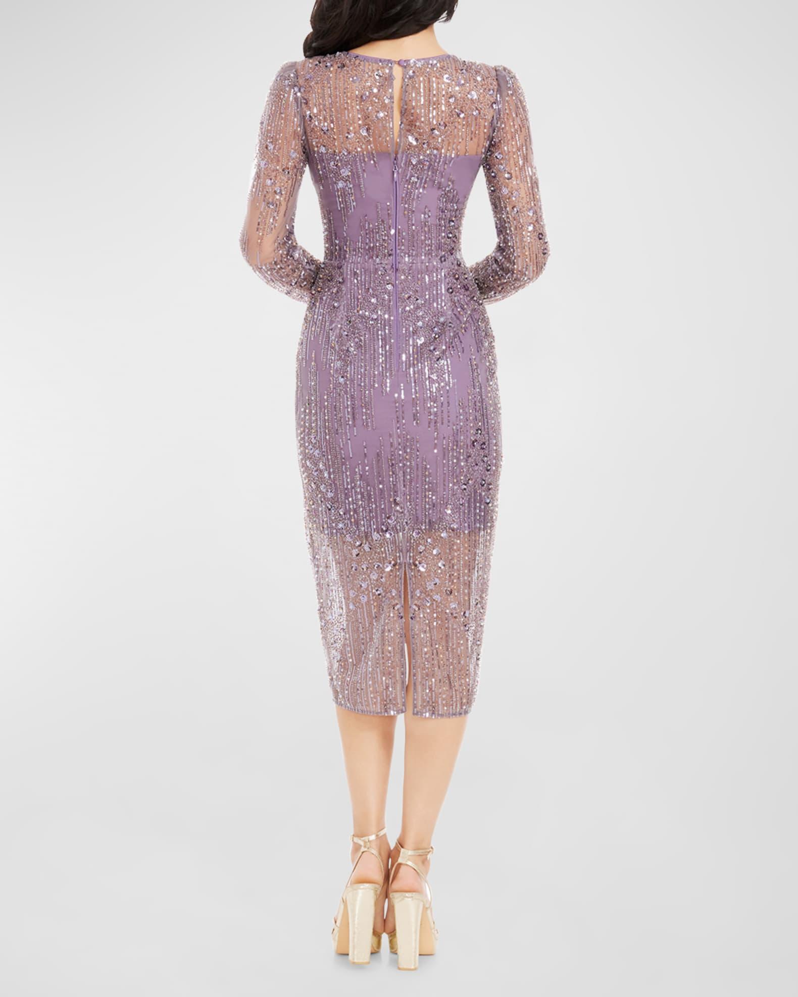 Sophia Bead and Sequin Illusion Midi Dress Product Image