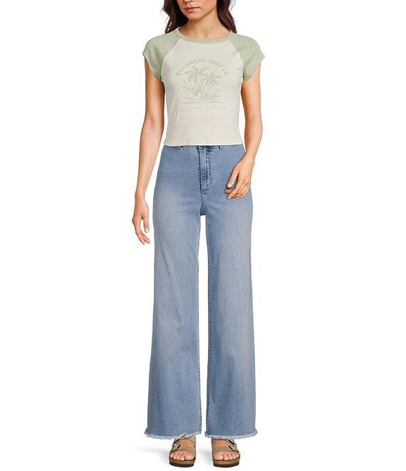 Billabong Paradise Raglan Sleeve Color Block Cropped T-Shirt Product Image