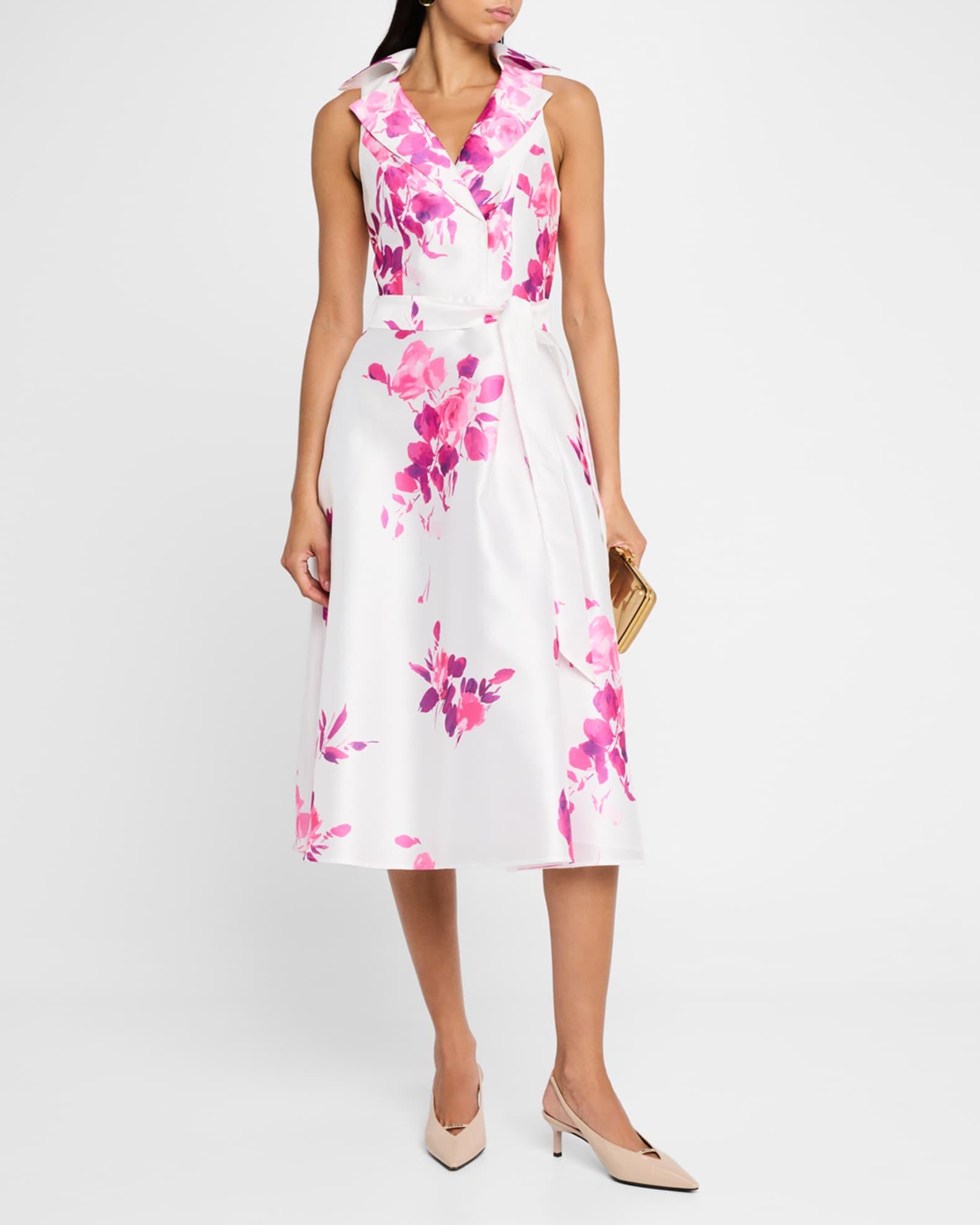 Sleeveless Floral-Print Pique Midi Shirtdress Product Image