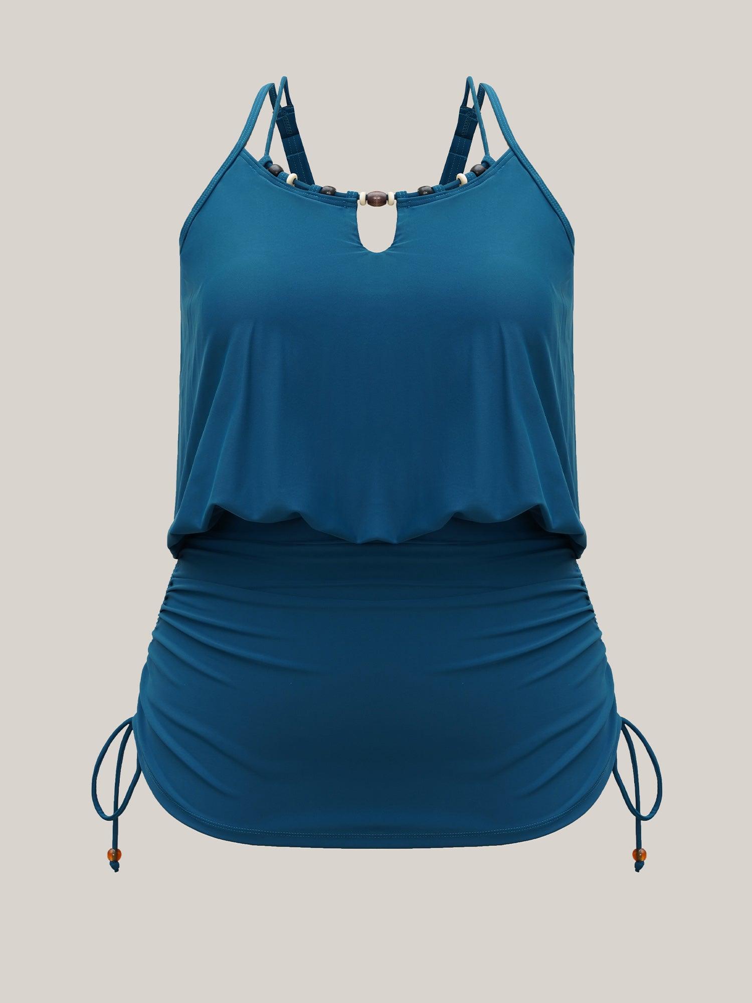 Adjustable Drawstring Drapey One-Piece Swimsuit Female Product Image