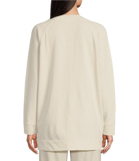Eileen Fisher Soft Organic Cotton Terry V-Neck Long Sleeve Pocketed Long Cardigan Product Image
