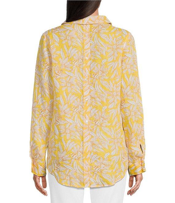 Lilly Pulitzer Lynd Honeycomb Hideaway Print Linen Point Collar Long Sleeve Tunic Product Image