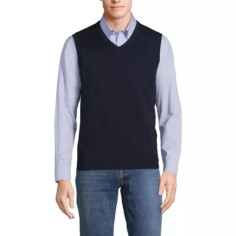 Men's Lands' End Fine Gauge Cotton Sweater Vest,  Product Image