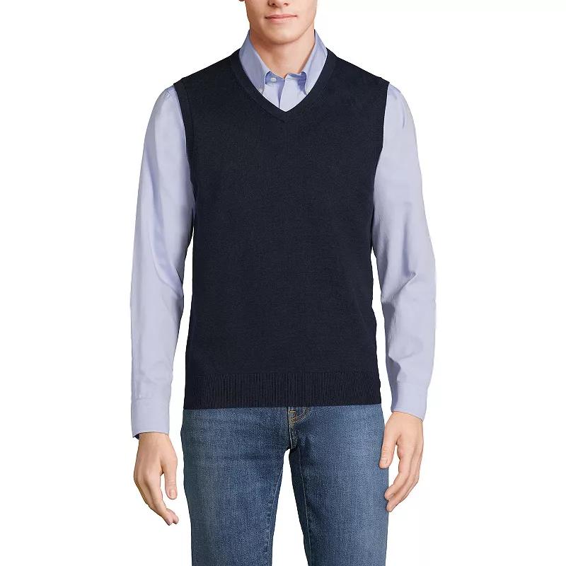 Men's Lands' End Fine Gauge Cotton Sweater Vest,  Product Image