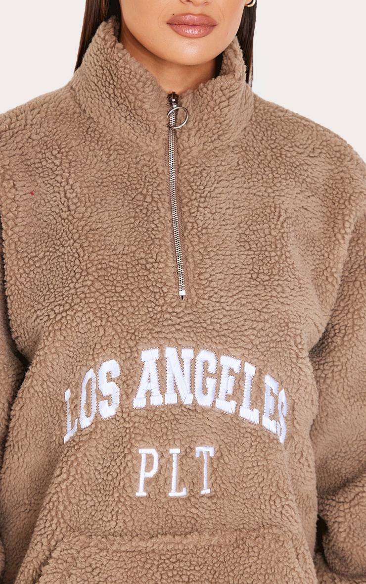 Taupe Quarter Zip Pocket Detail Fleece Product Image