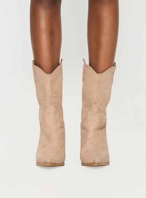 Jessie Cowboy Boots Beige Product Image