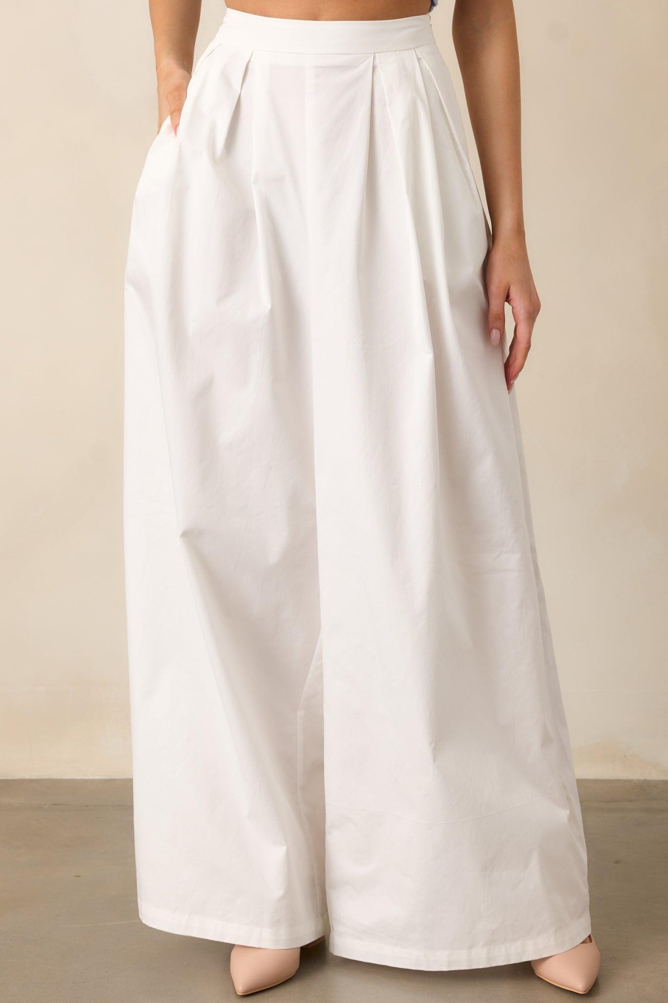 Everyday Bliss Cotton White Wide Leg Pants Product Image