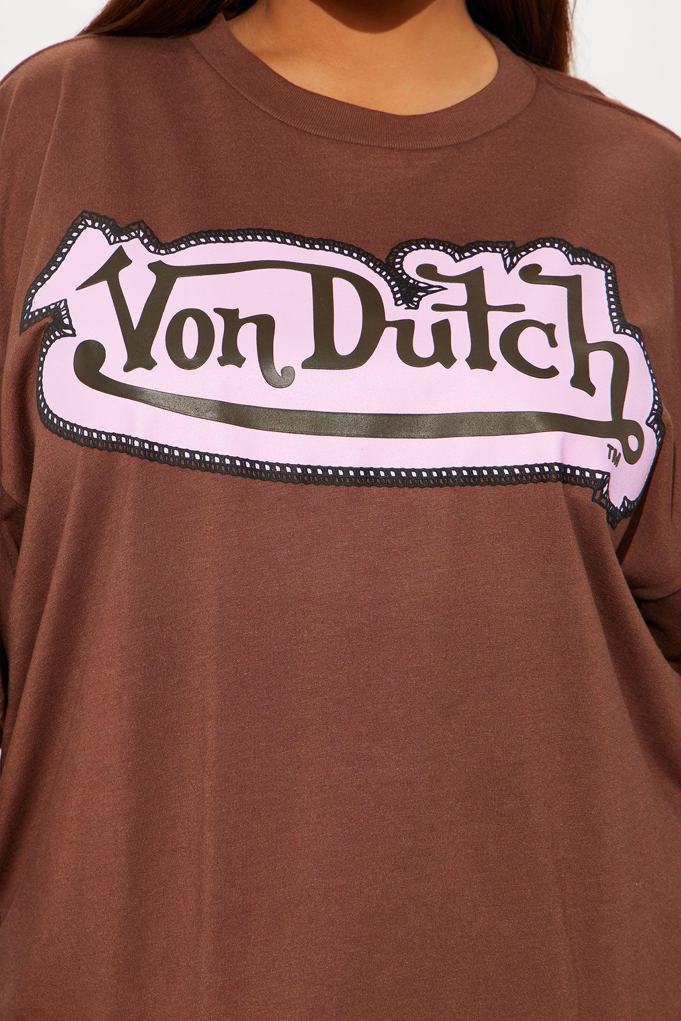 Von Dutch Embroidery Oversized Tee - Brown Product Image