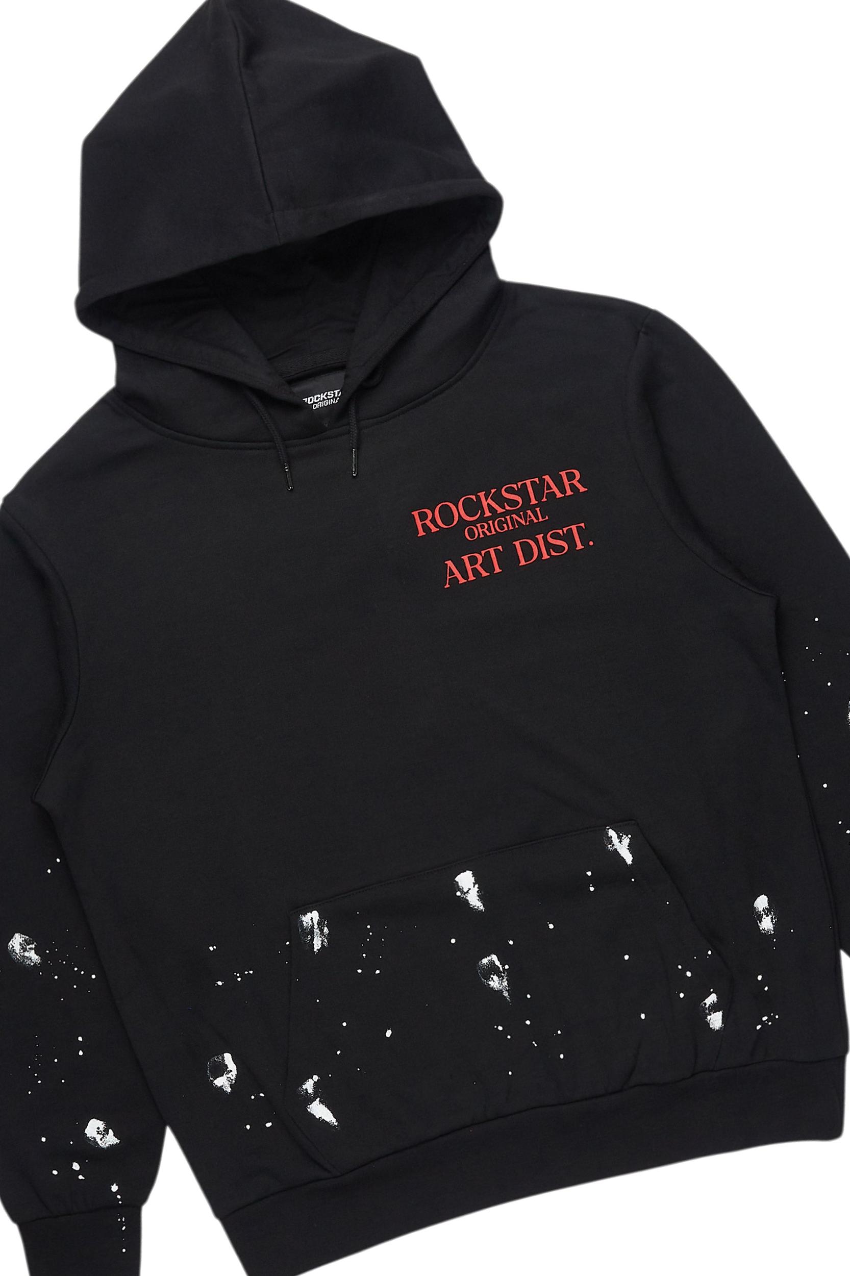 Raffer Black/Bright Red Hoodie/Stacked Flare Pant Set Male Product Image