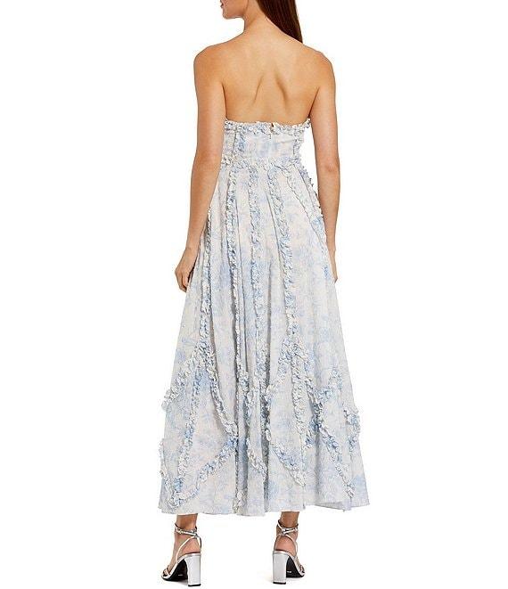 Mac Duggal Strapless Floral Ruffled Gown Product Image