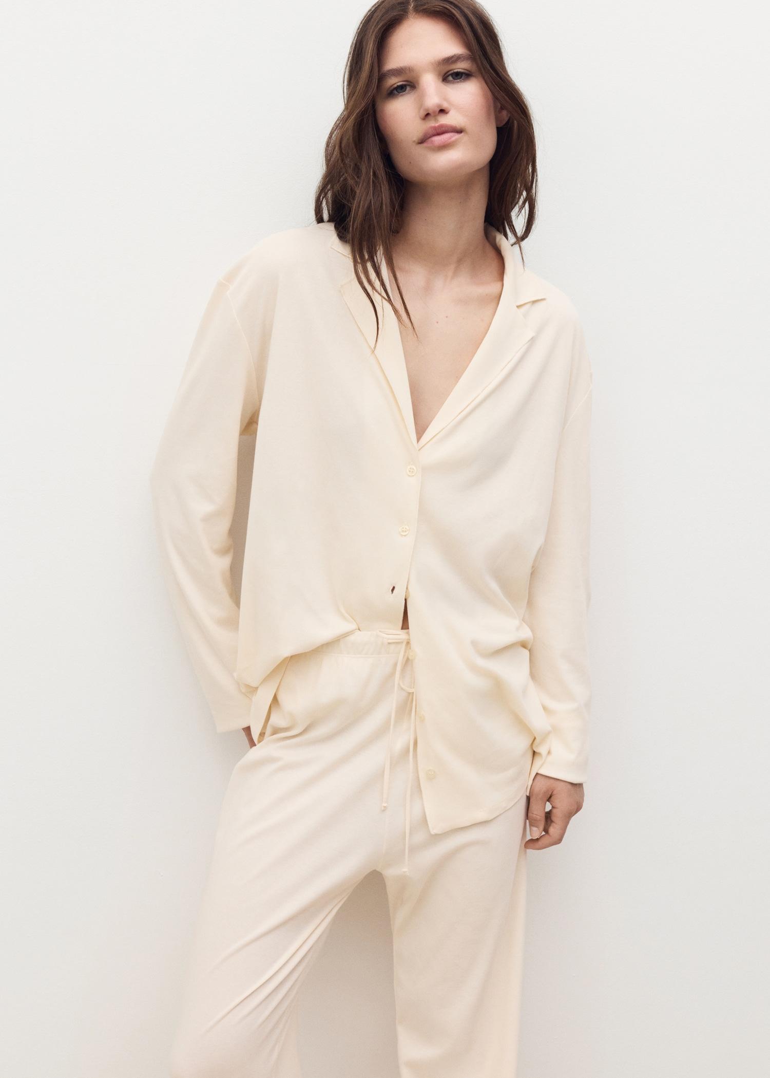 Plain cotton pajama pants - Women | MANGO USA Product Image