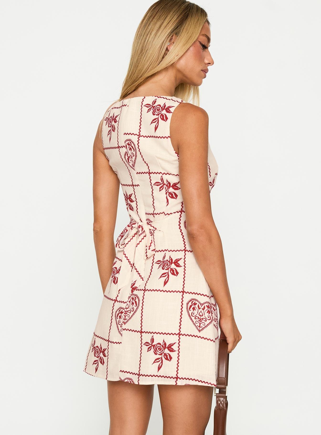 Alfalfa Shift Mini Dress Red Floral Check Product Image