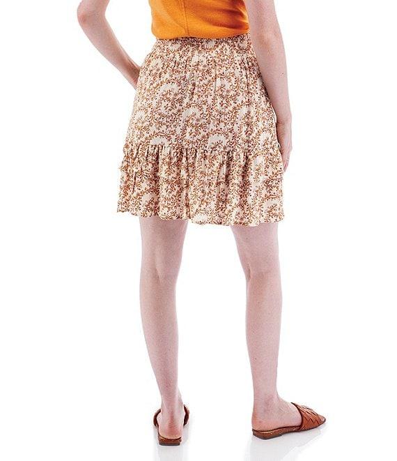 Aventura Francesca Floral Crepe Woven Wide Smocked Ruffle Pull-On Skirt Product Image