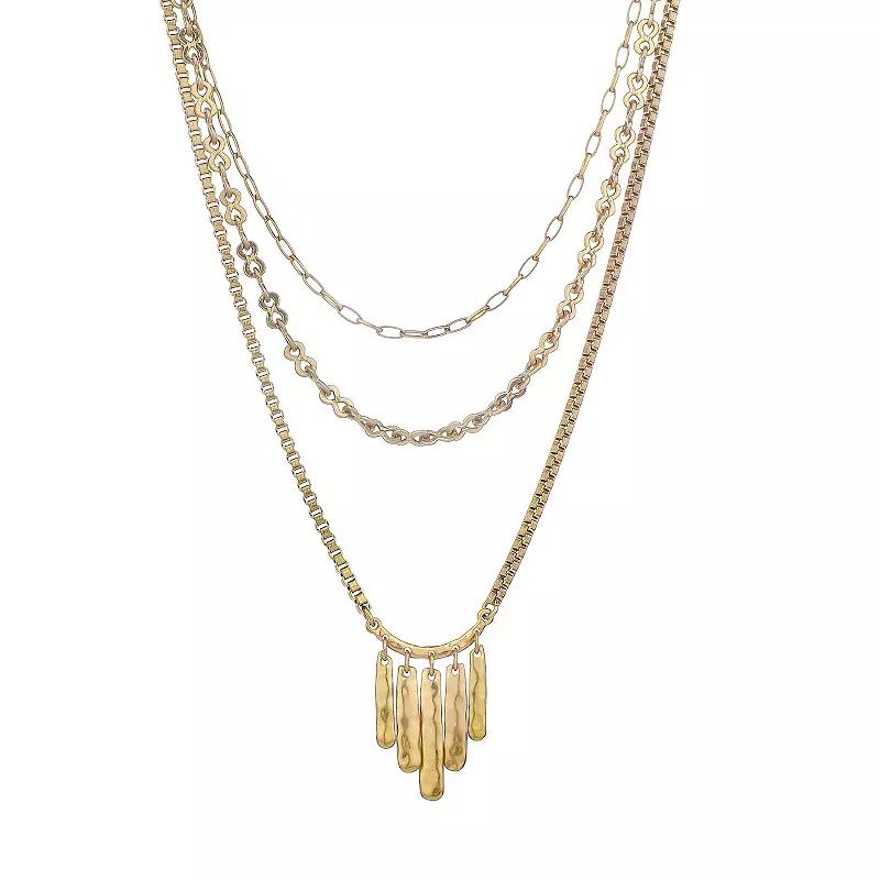 Bella Uno Gold Tone Silver Plated Layered Fan Necklace, Women's, Size: 18/19/22+3 Product Image