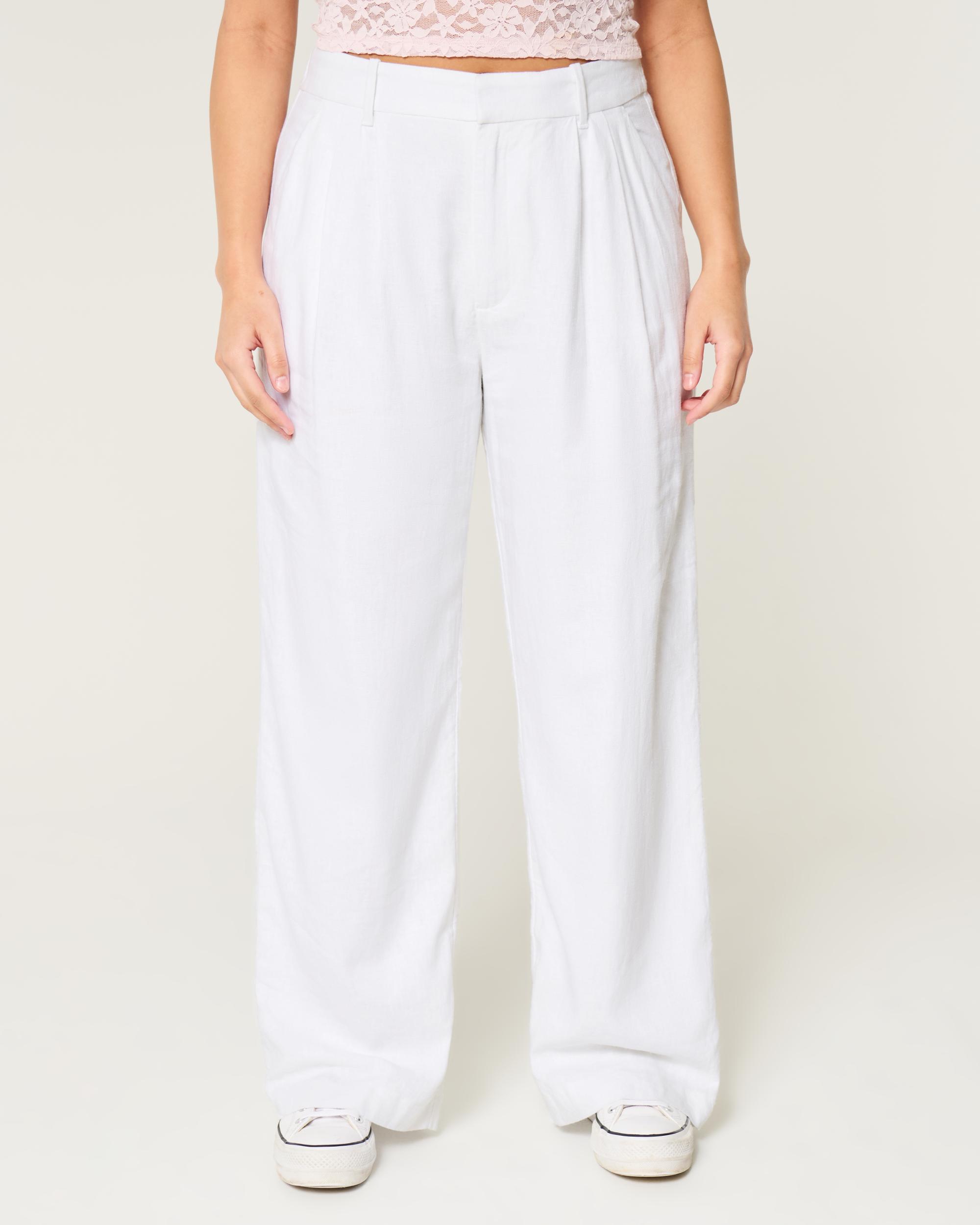 Hollister Livvy Ultra High-Rise Linen-Blend Wide-Leg Pants Product Image
