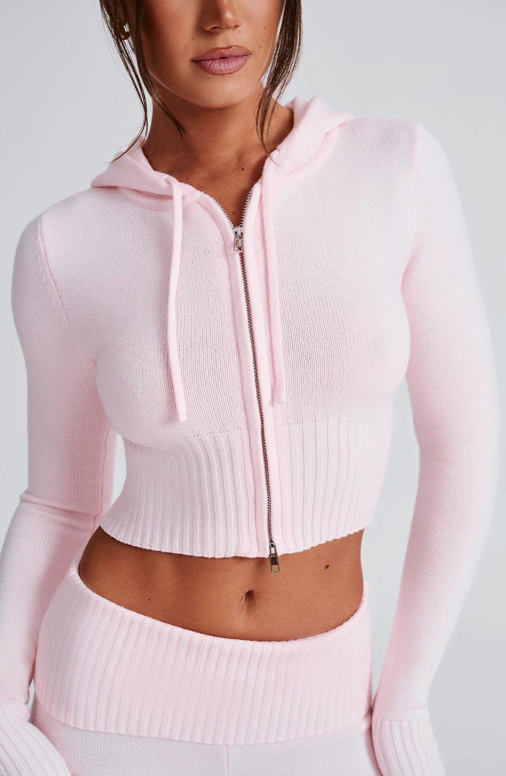 Portia Knit Hoodie - Pink Product Image