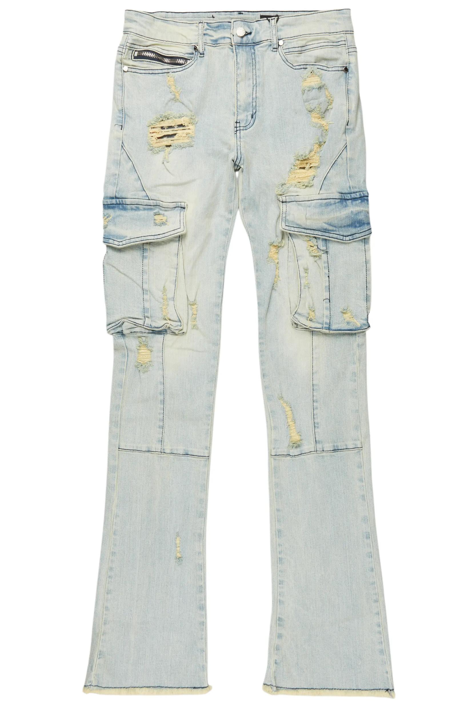 Boys Adalee Blue Stacked Flare Jean Boys Product Image