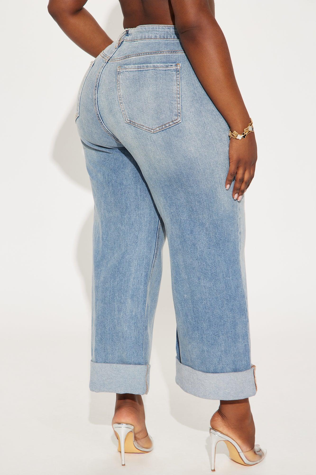 Miranda Cuffed Wide Leg Crop Jean - Medium Wash Product Image