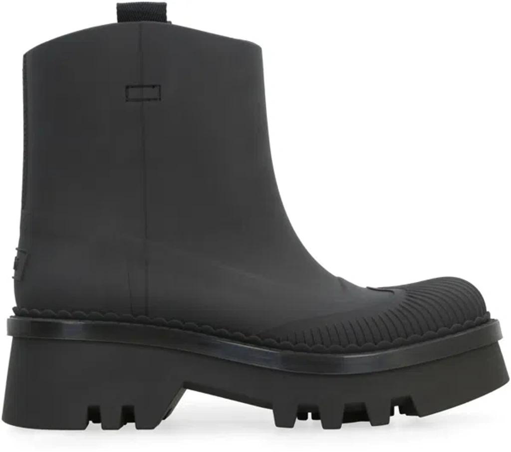 CHLOÉ Rubber Solid Color Ankle Boots With Heel 6cm In Black Product Image