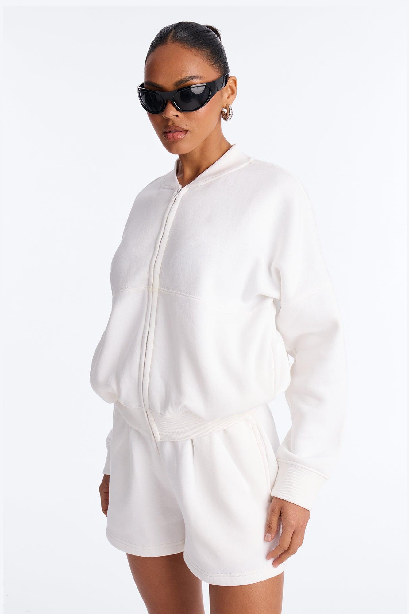 Stole My Ex Boyfriend's Bomber Jacket - White Female Product Image