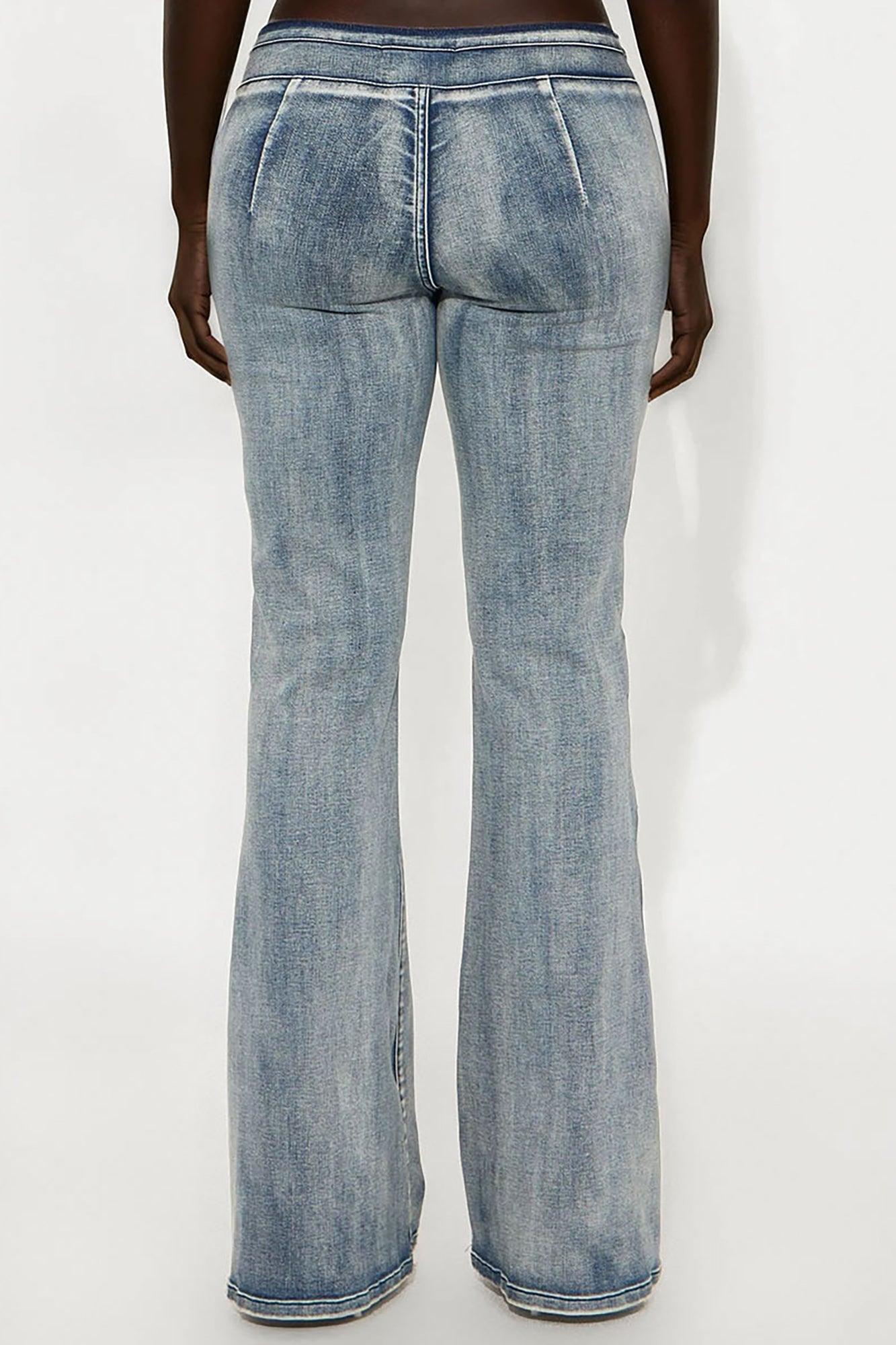 Ride On Womens Low Rise Flare Jeans - Vintage Wash Female Product Image