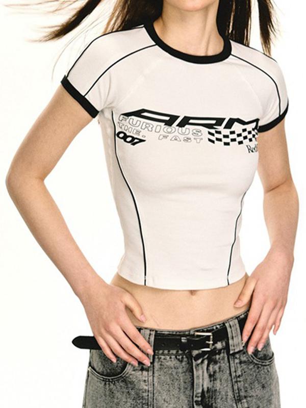 Contrast Print Splice Short Sleeve Tee Product Image