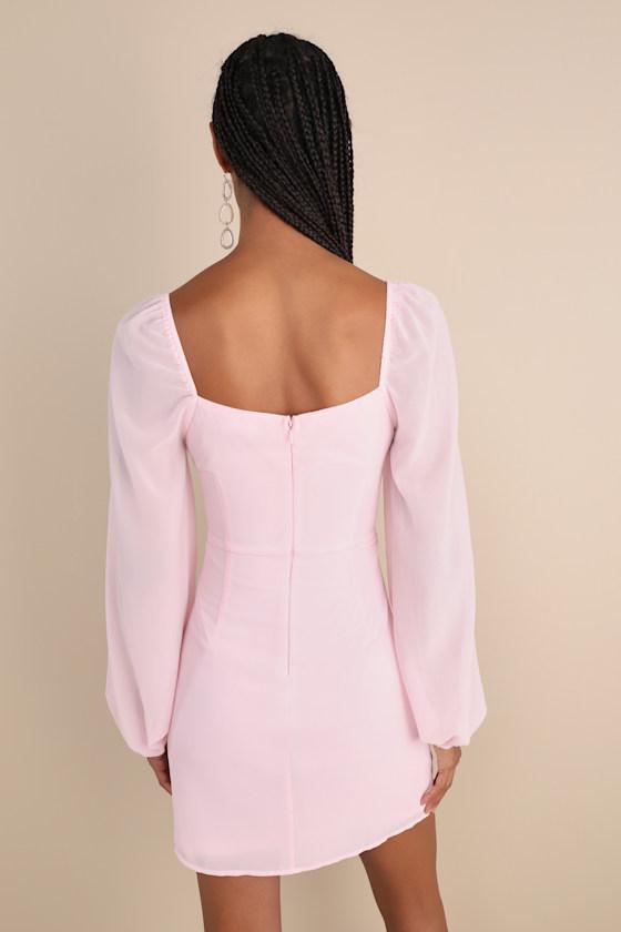 Flirtatious Designs Light Pink Chiffon Balloon Sleeve Mini Dress Product Image