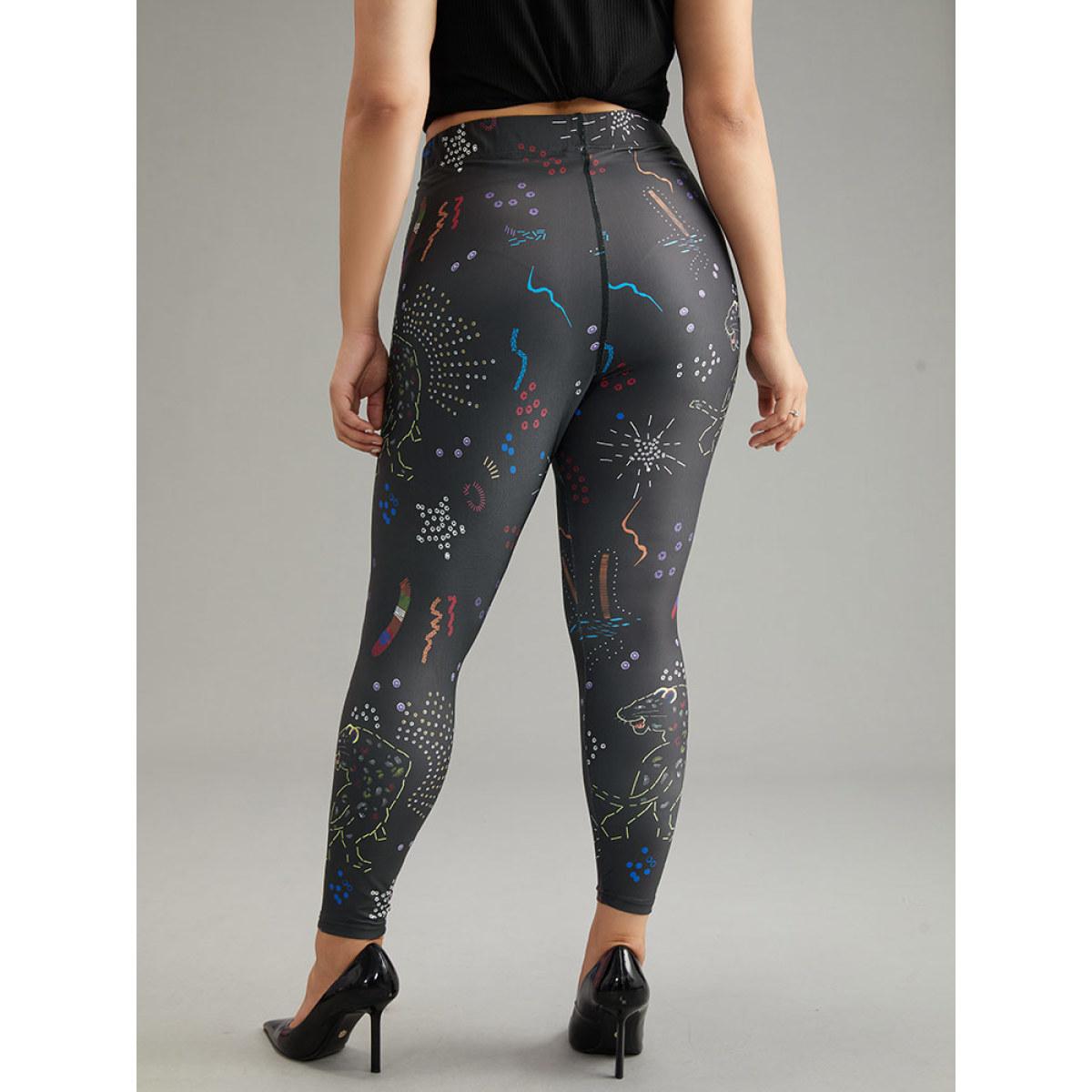 Plus Size Graphic Art & Design Skinny Leggings Women Black Casual High stretch Skinny High Rise Dailywear Leggings BloomChic 12/L Product Image