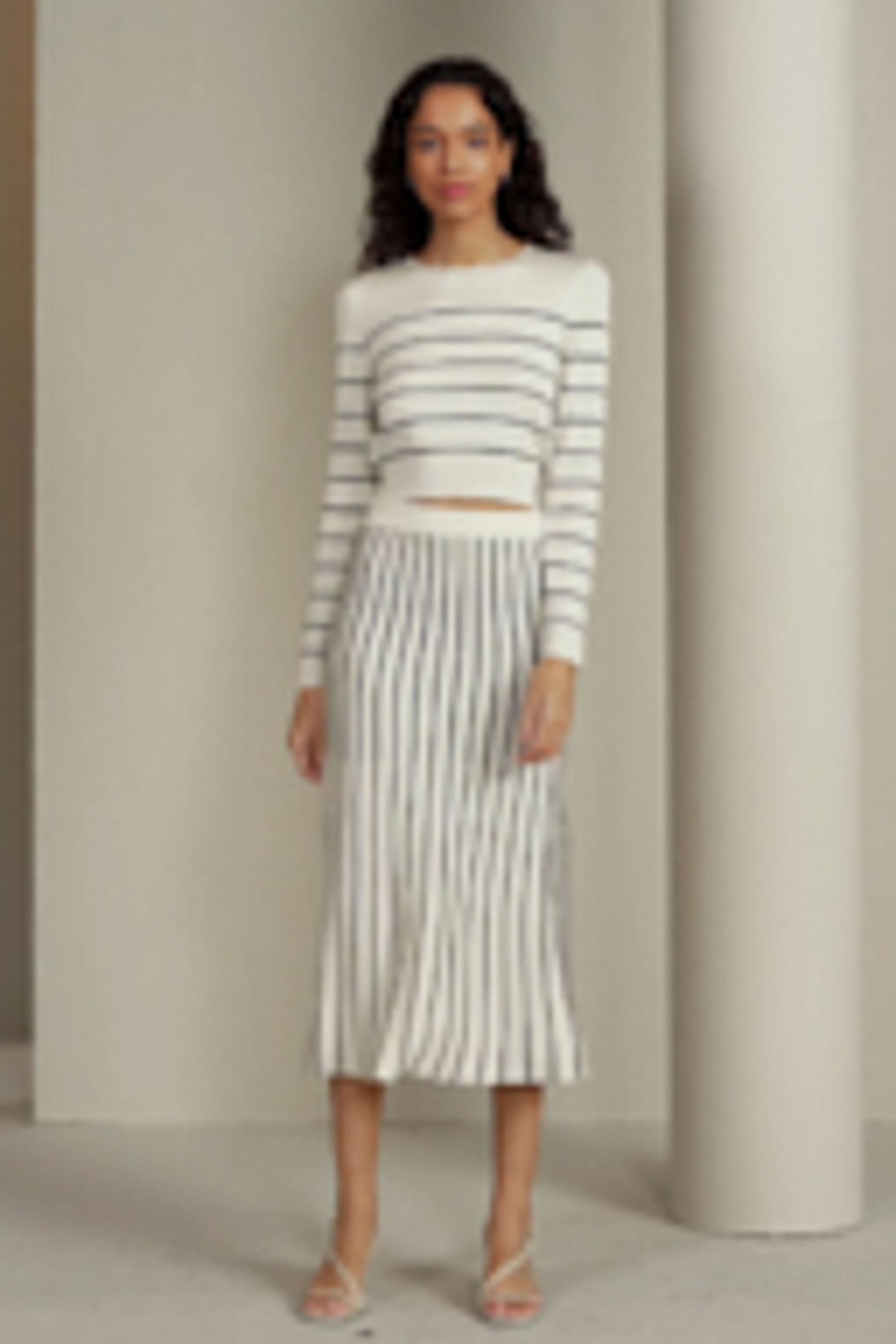 Pinstriped Silk Knitted Skirt Product Image