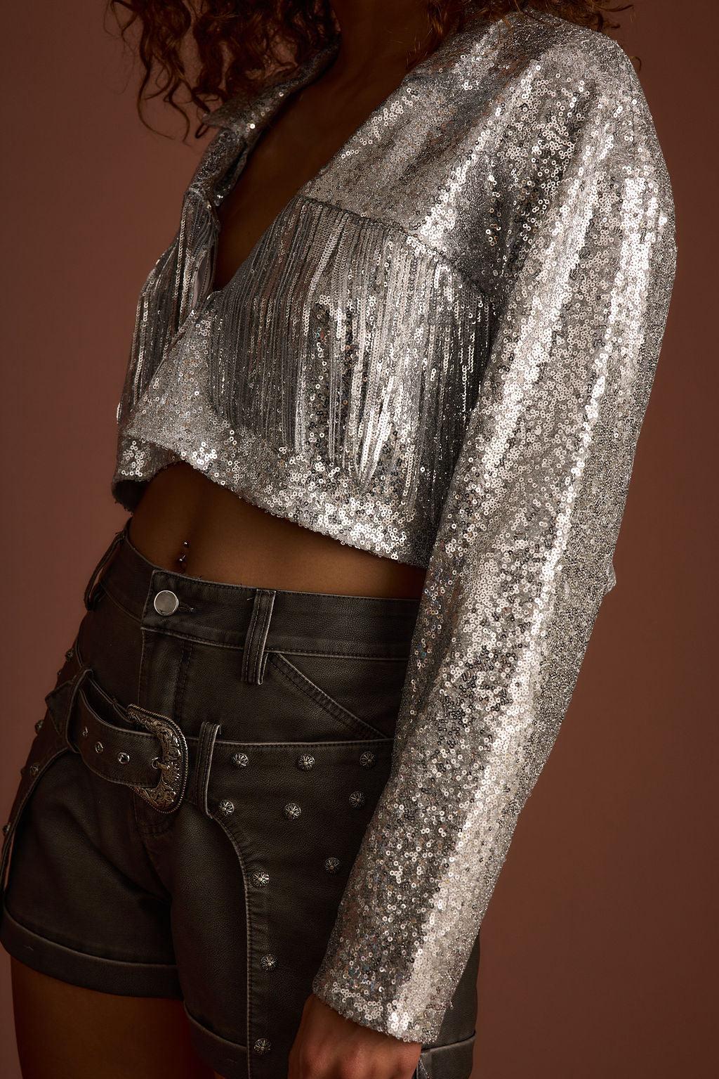 Star Crossed Sequin Fringe Jacket Product Image