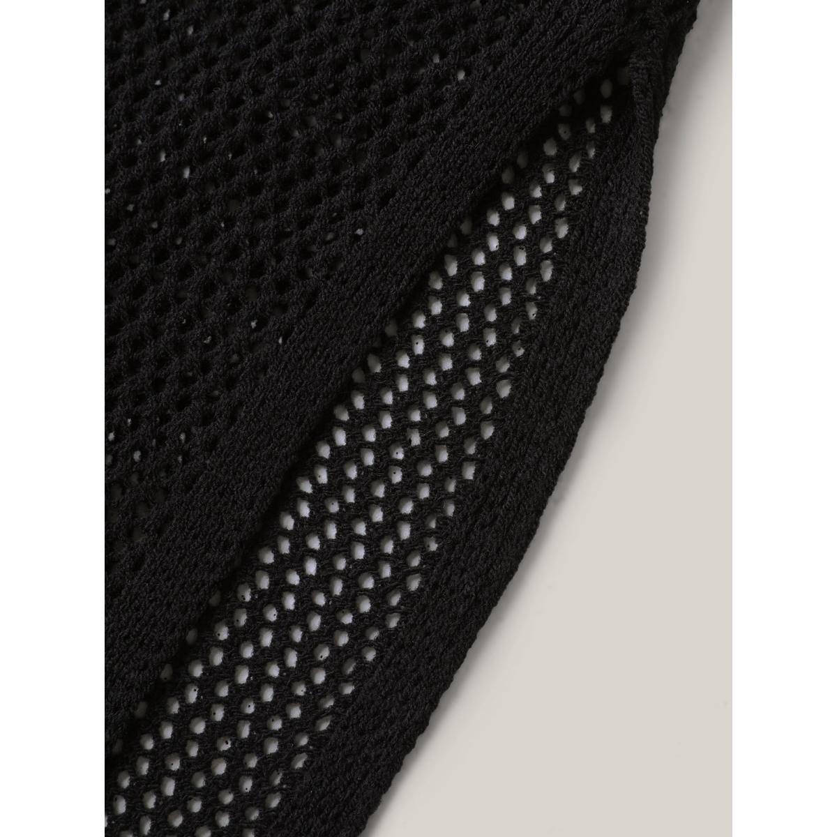 Plus Size Starfish Shell Crochet Slit Swim Cover-Up Women's Swimwear Black Beach Loose Texture Curve Swim Cover Ups BloomChic 18-20/2X Product Image