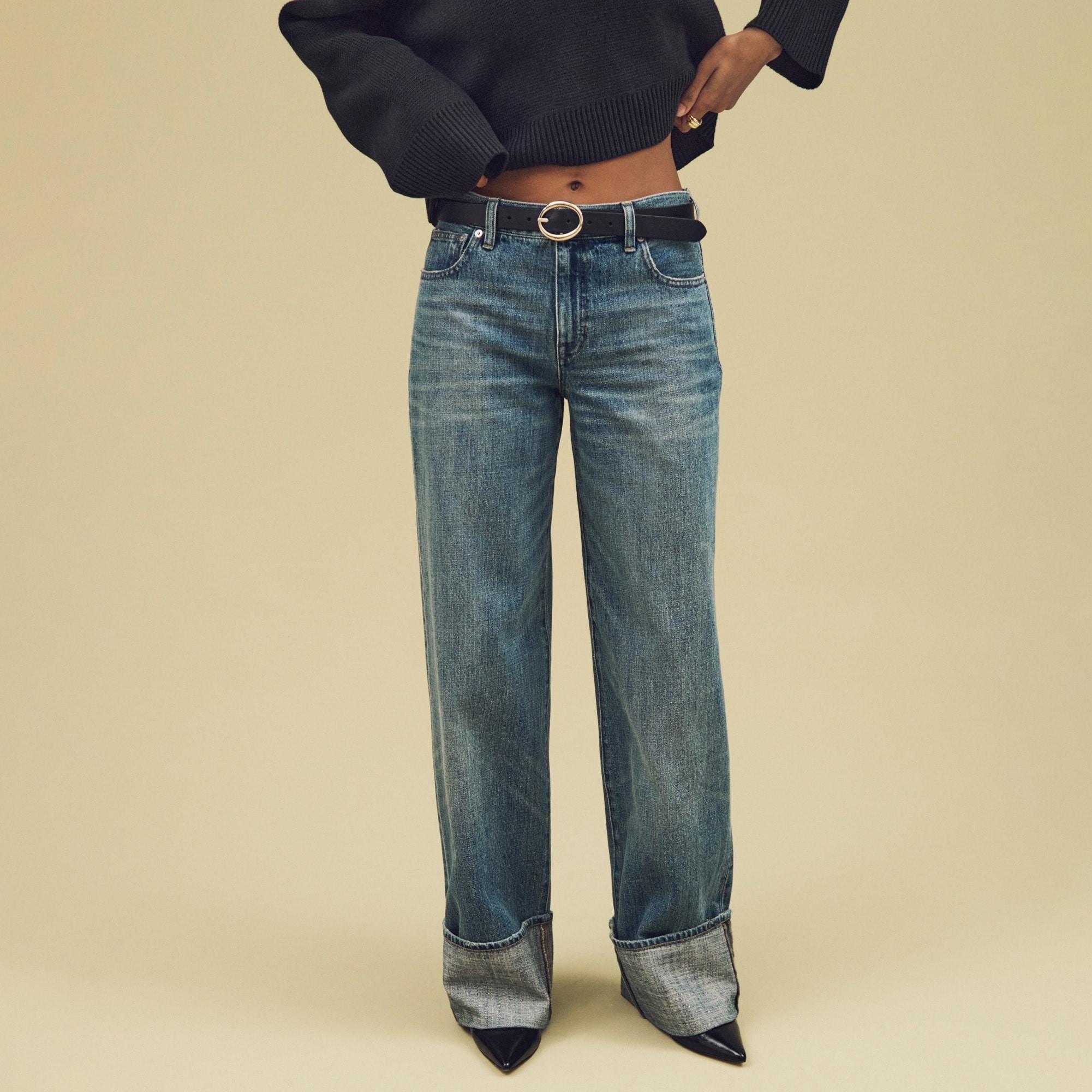Cuffed lower-rise wide-leg jean Product Image